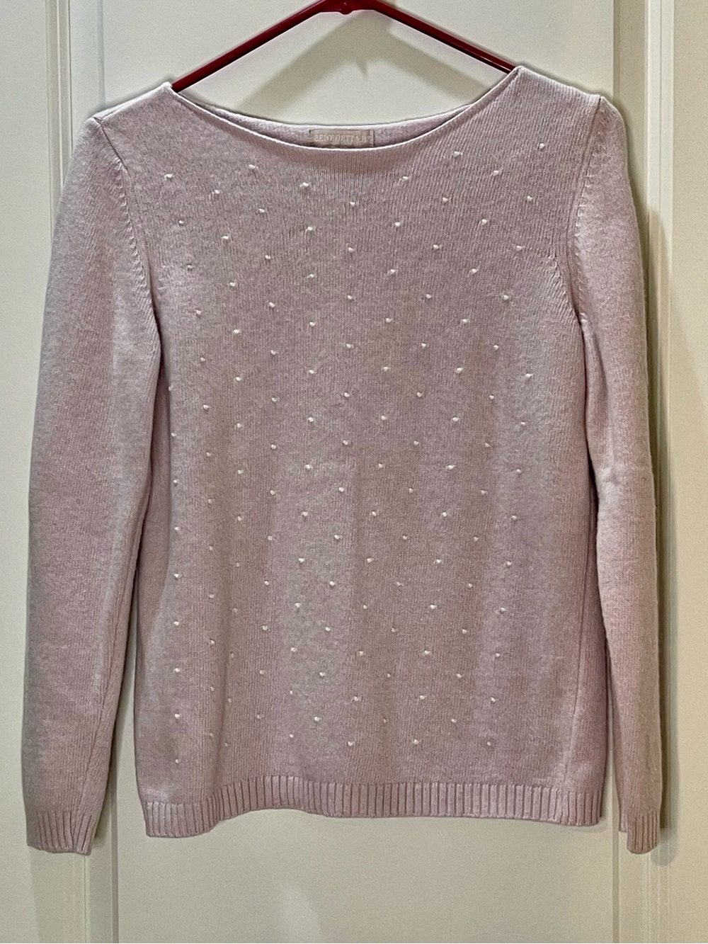 Bendetta B Italy Light Mauve White Dot Boatneck Sweater Cashmere Blend L